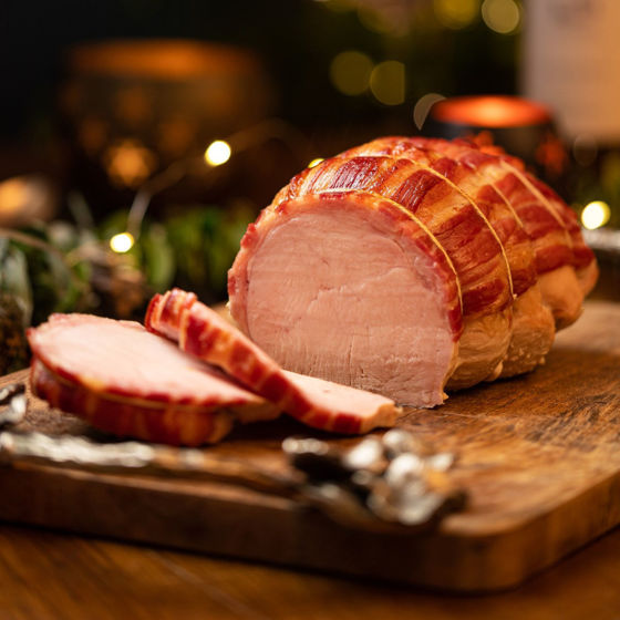 Boneless Turkey Breast wrapped in Dry Cured Streaky Bacon